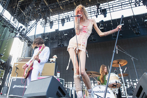 GEORGE, WA - JULY 13: Punk rock singer Arrow De Wilde of Starcrawler performs on stage during the 'Night Running' tour at the Gorge Amphitheatre on July 13, 2019 in George, Washington.
