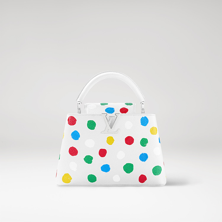 Louis Vuitton x Yayoi Kusama Capucines BB in white taurillon leather with Painted Dots print