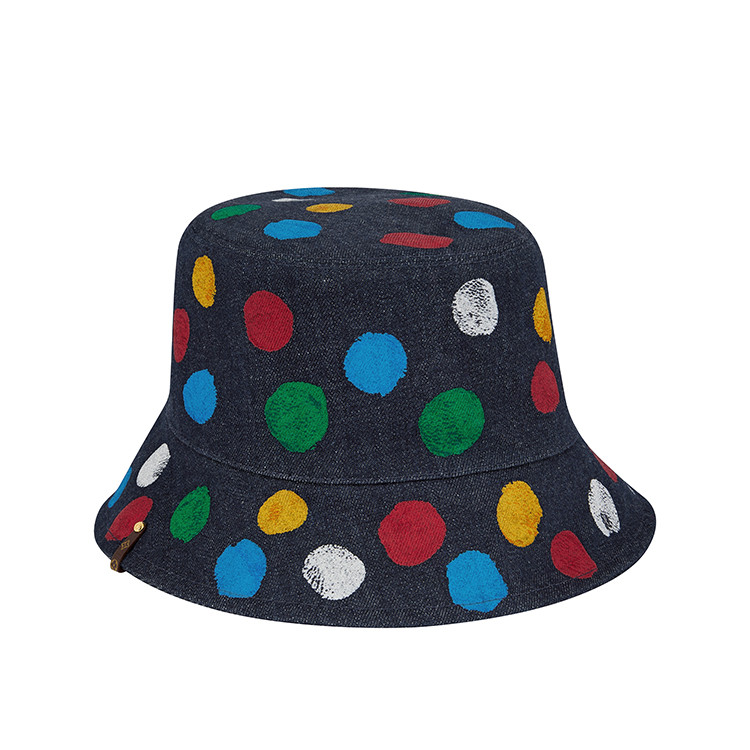 Louis Vuitton x YK Denim canvas Reversible Bucket Hat with printed Painted Dots and Pumpkins Embroided 3
