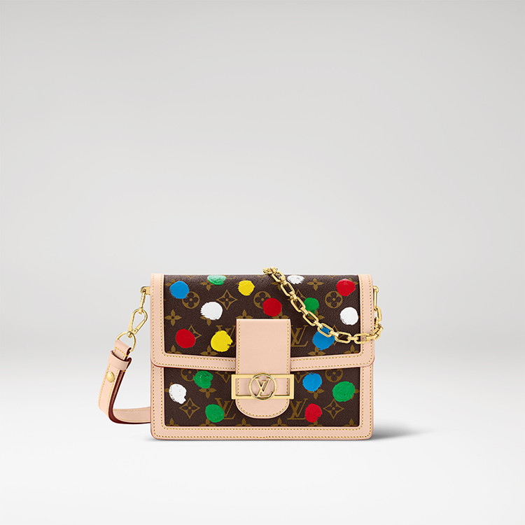 Louis Vuitton x Yayoi Kusama Dauphine MM in Monogram canvas with Painted Dots print