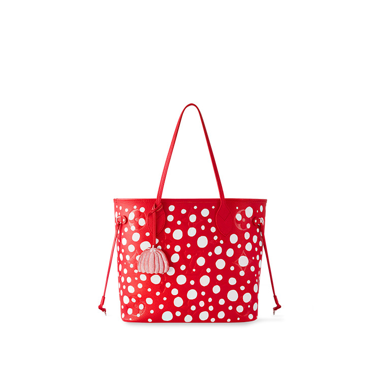 Louis Vuitton x Yayoi Kusama Neverfull MM in red Monogram Empreinte leather with Infinity Dots print