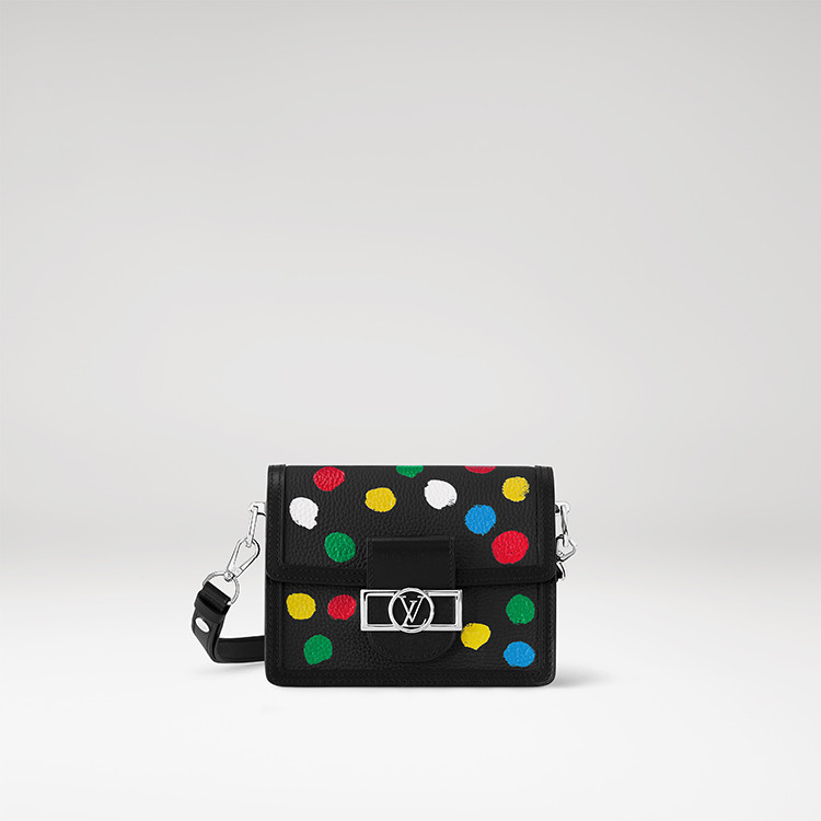 Louis Vuitton x Yayoi Kusama Dauphine mini in black taurillon leather with Painted Dots print