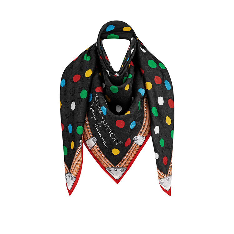 Louis Vuitton x YK Wool and Silk Monogram jacquard Shawl with printed Painted Dots