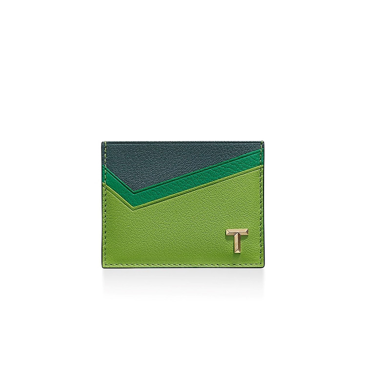 ティファニー T カードケース (エメラルドグリーン カラーブロック) 約 8cm x 10.2cm 4万1,800円税込