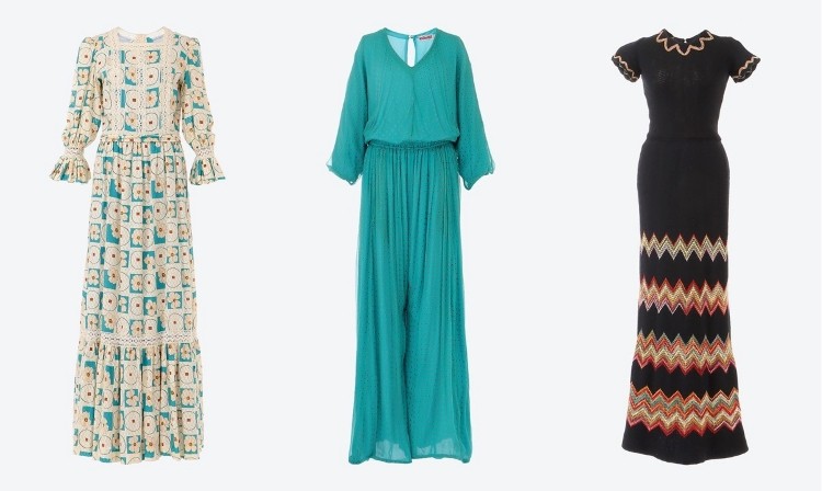 (画像左より) ＜The Vintage Dress＞  ドレス 5万2,800円 ジャンプスーツ 5万2,800円 ドレス 3万9,600円